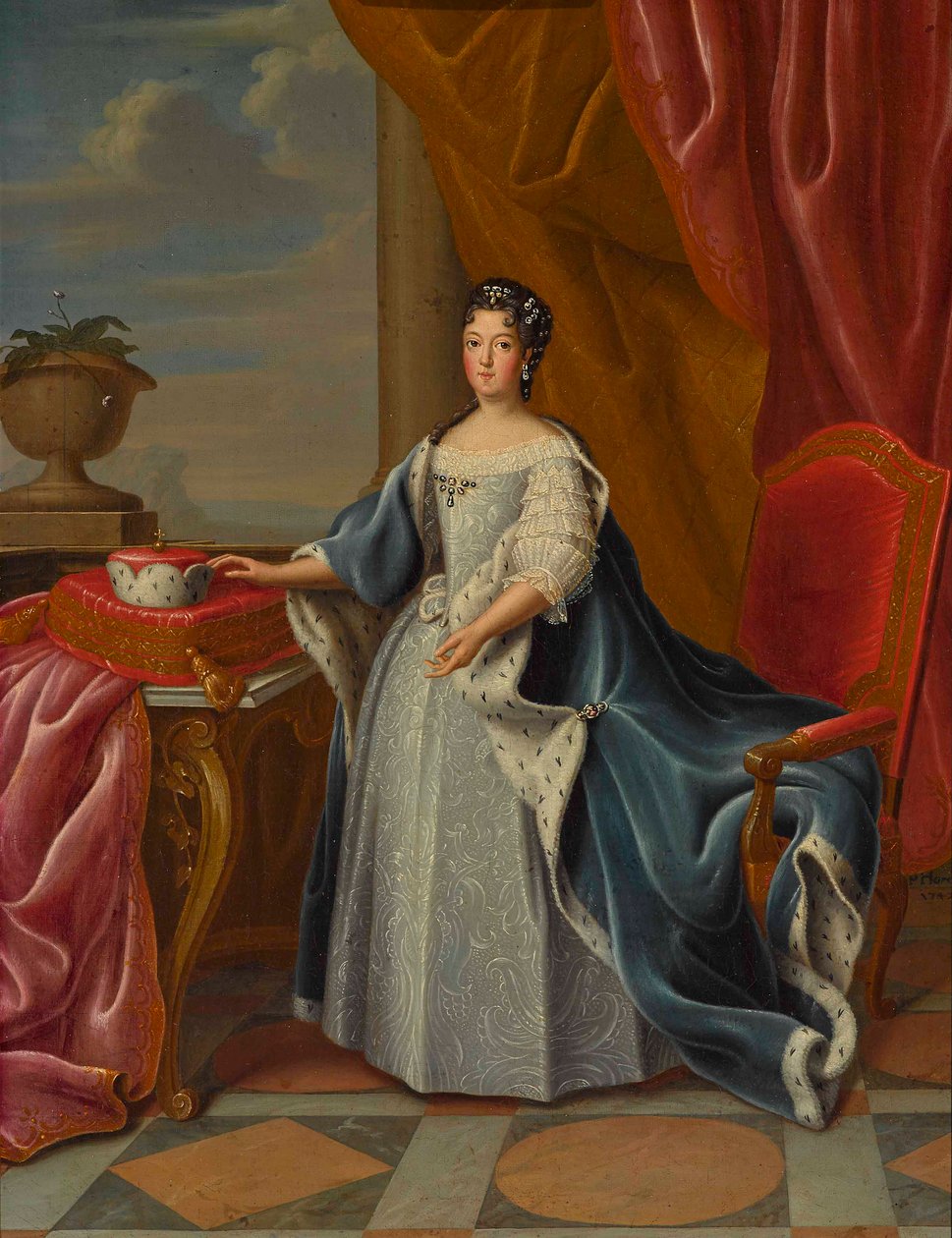 巴伐利亚女星Theresa Kunegunda Sobieska 1676-1730的肖像。 作者 彼得·雅各布·霍尔曼斯