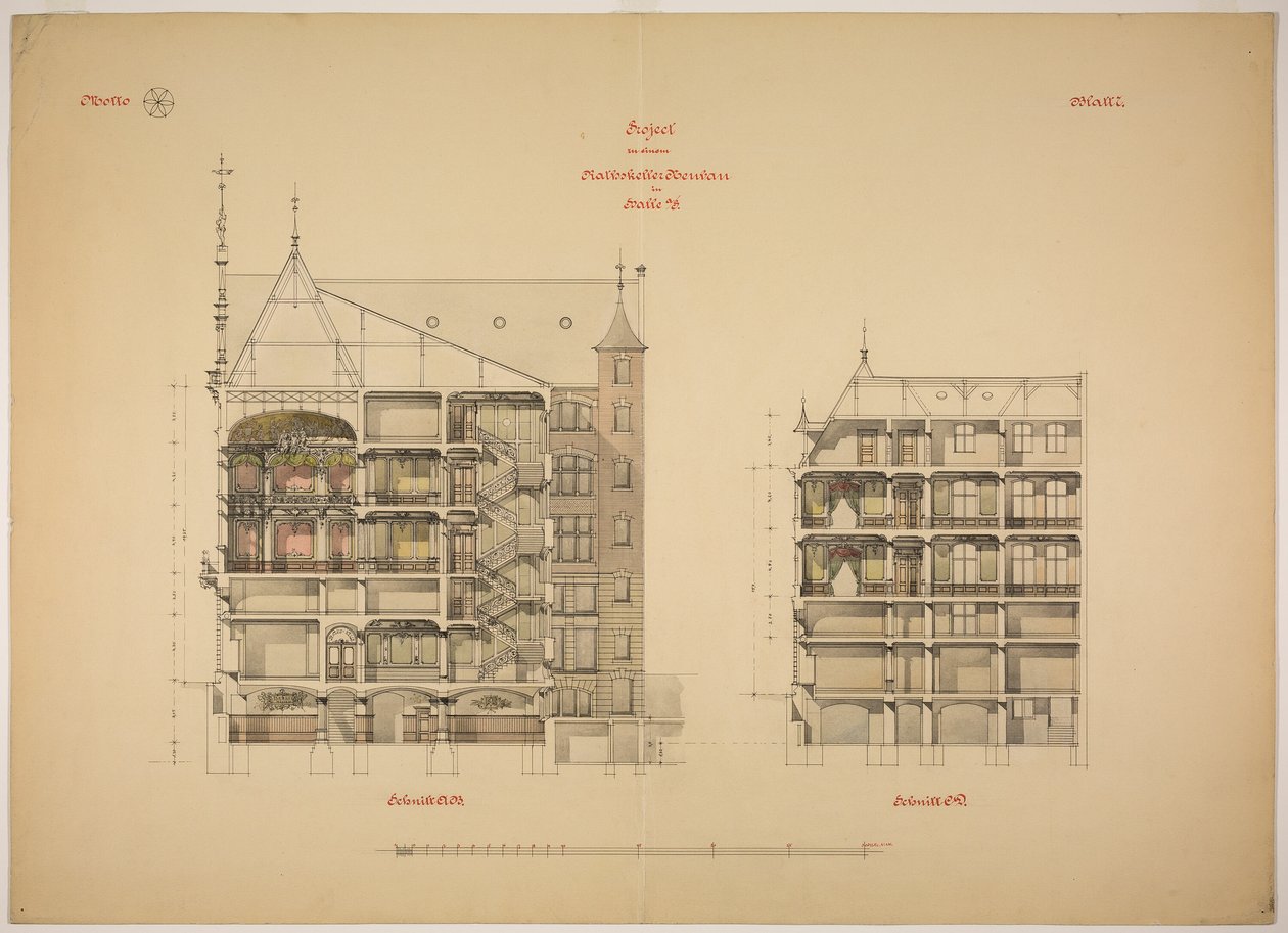 Rathskeller Neubau，德国萨克森-安哈尔特州哈勒（萨勒州），两个部分 作者 彼得·约瑟夫·韦伯