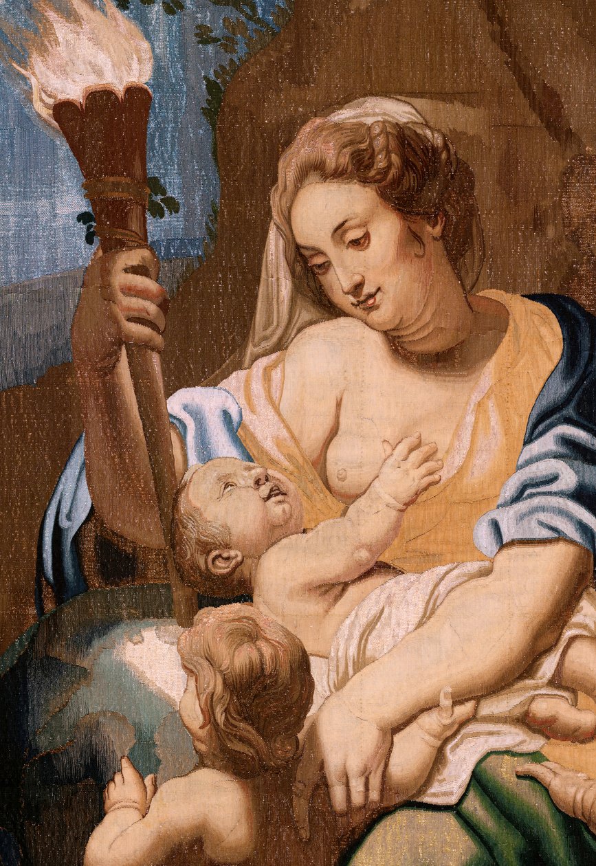 弗拉芒挂毯系列圣餐的胜利。慈善照亮世界的寓言》（Alegoría de la Caridad iluminando al mundoà）。该系列的第二十幅挂毯。模型：彼得-保罗-鲁本斯。1626-1628.布鲁塞尔 Jan II Raes 制造 作者 彼得·保罗（后）鲁本斯