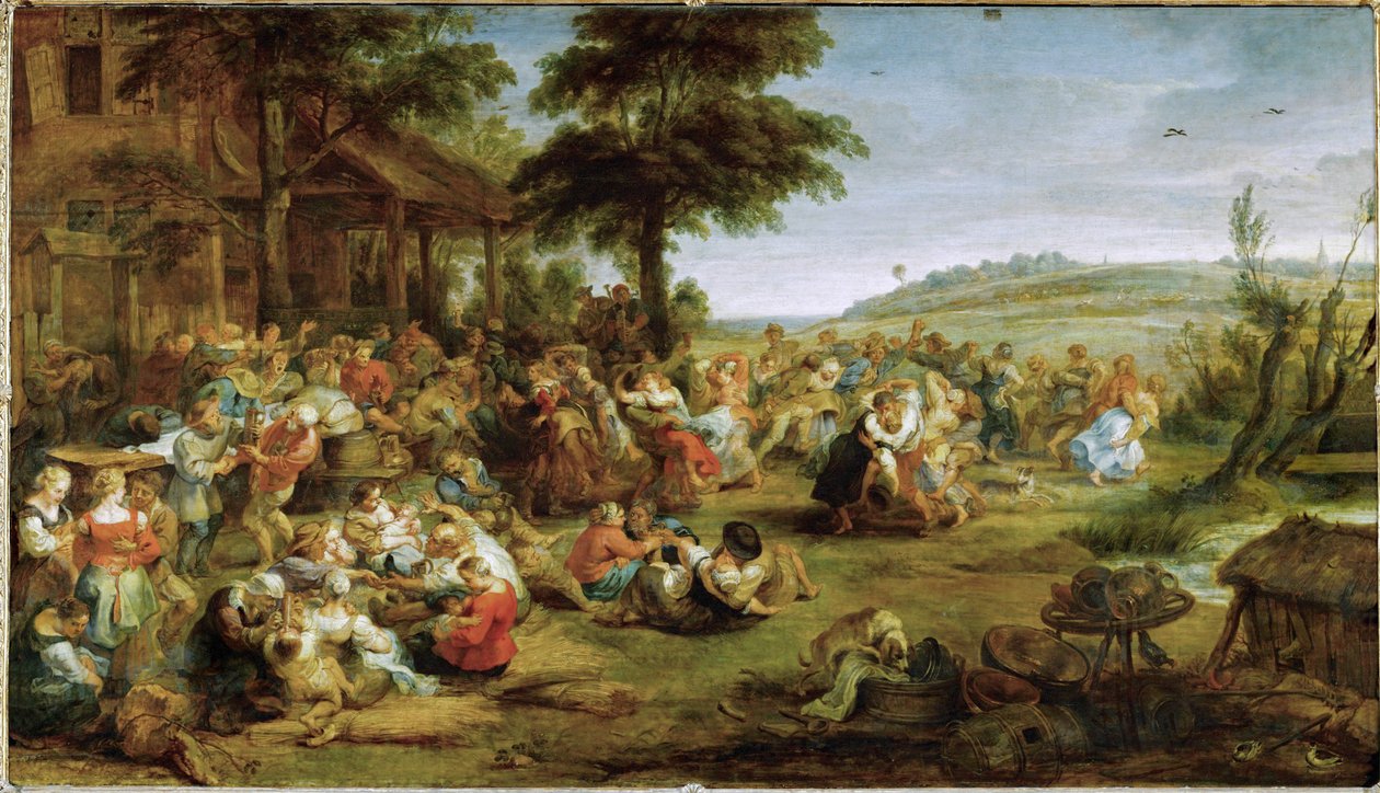一个村庄的教堂庆典或婚礼，约 1635-38 年（木板油画） 作者 彼得·保罗·鲁本斯
