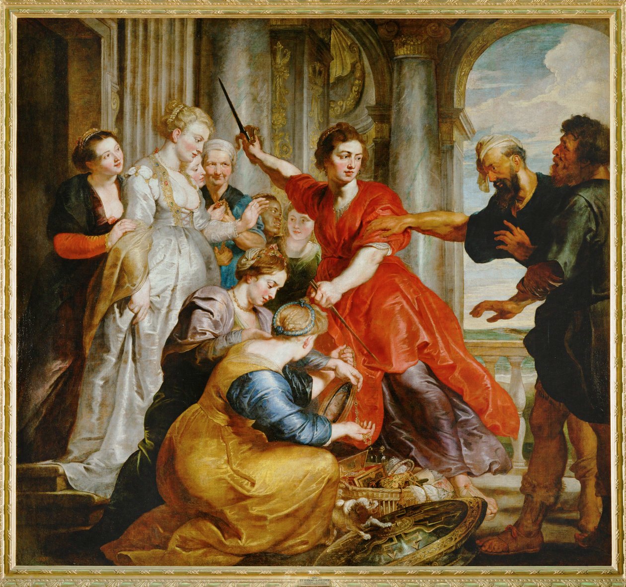 尤利西斯在 Skyros 的 Lykomedes 之女中发现的阿喀琉斯（布面油画） 作者 彼得·保罗·鲁本斯