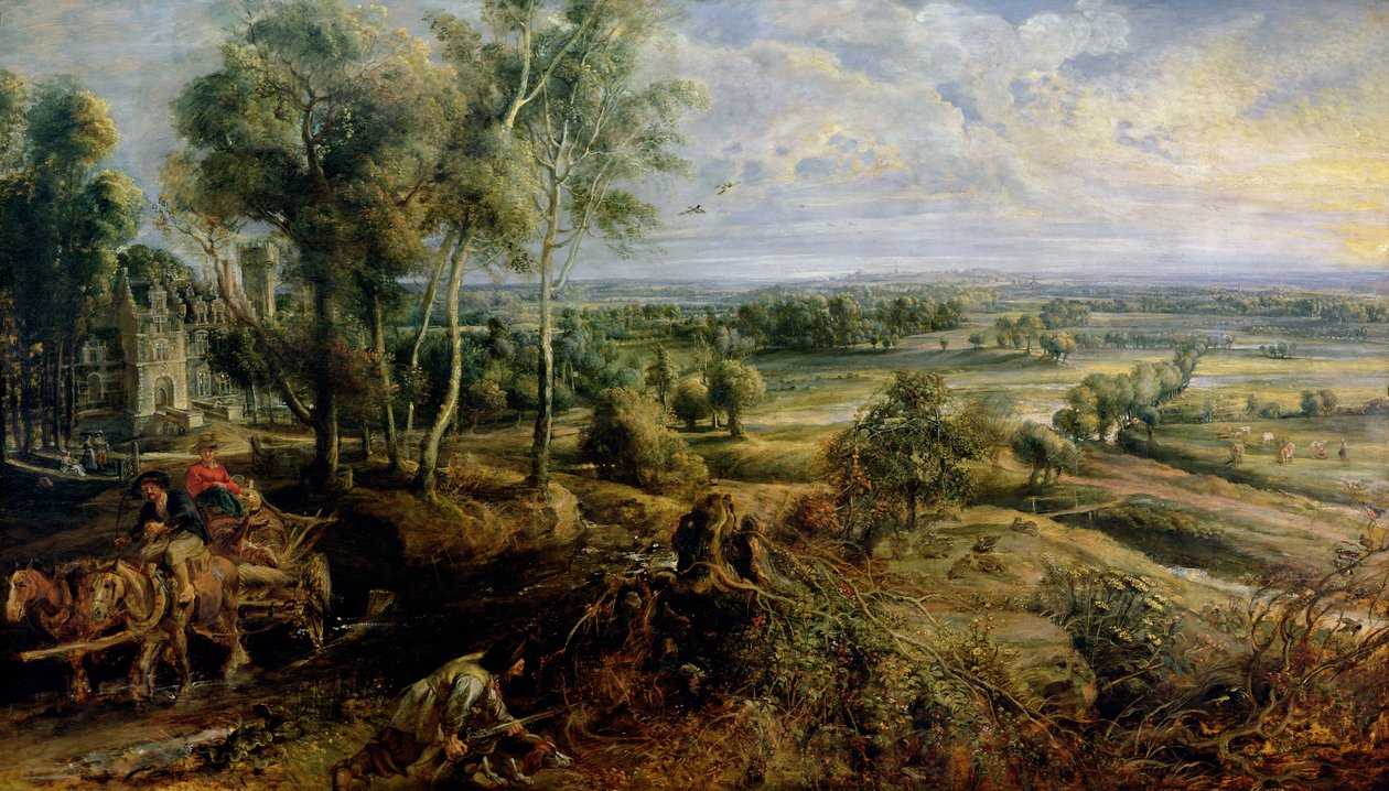 秋天风景以Het Steen为目的在清早，c.1636 作者 彼得·保罗·鲁本斯