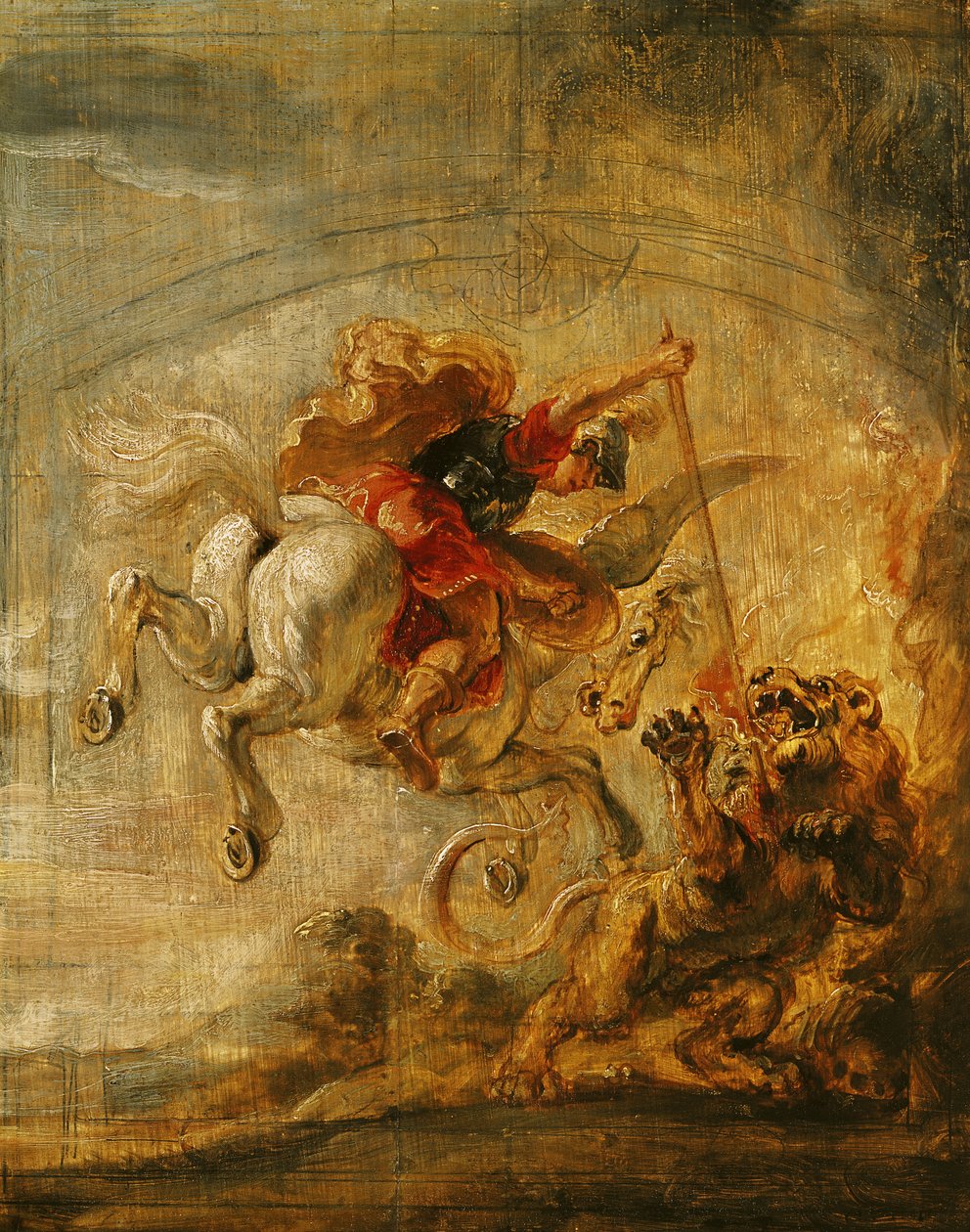 Bellerophon骑马Pegasus战斗Chimaera，1635 作者 彼得·保罗·鲁本斯
