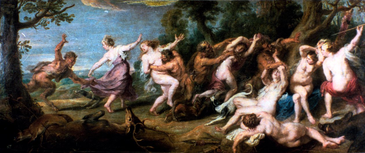 戴安娜（Diana）和她的若虫（New Nymphs）受到农神主义者的惊讶，1638年至1640年 作者 彼得·保罗·鲁本斯