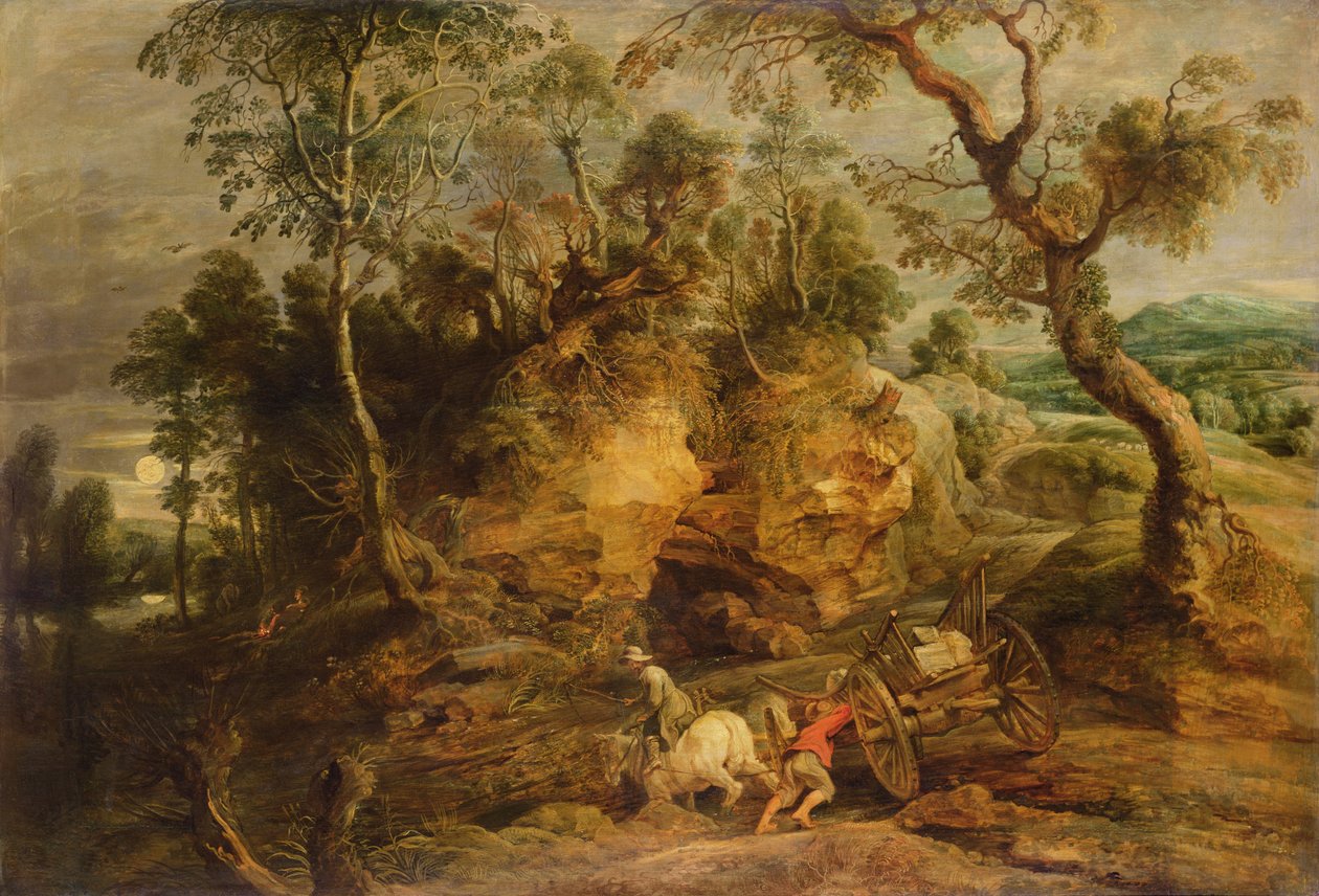 带石架的风景，约1620年（从面板上转移的布面油画） 作者 彼得·保罗·鲁本斯