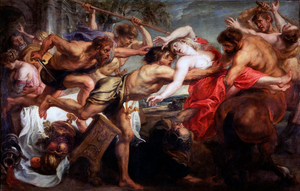 "绑架希波达米亚，或拉皮斯和半人马 "画作，彼得-保罗-鲁本斯（1577-1640）1636-1638 Dim 183x286 cm 普拉多博物馆，马德里 作者 彼得·保罗·鲁本斯