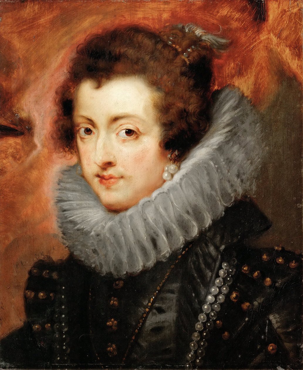 法国伊丽莎白 (1602-1644) 的肖像，西班牙王后 - 彼得·保罗·鲁本斯 (1577-1640)。 木头上的油，c。 1629. 尺寸：48,5x40,5 厘米。 维也纳艺术史博物馆 作者 彼得·保罗·鲁本斯