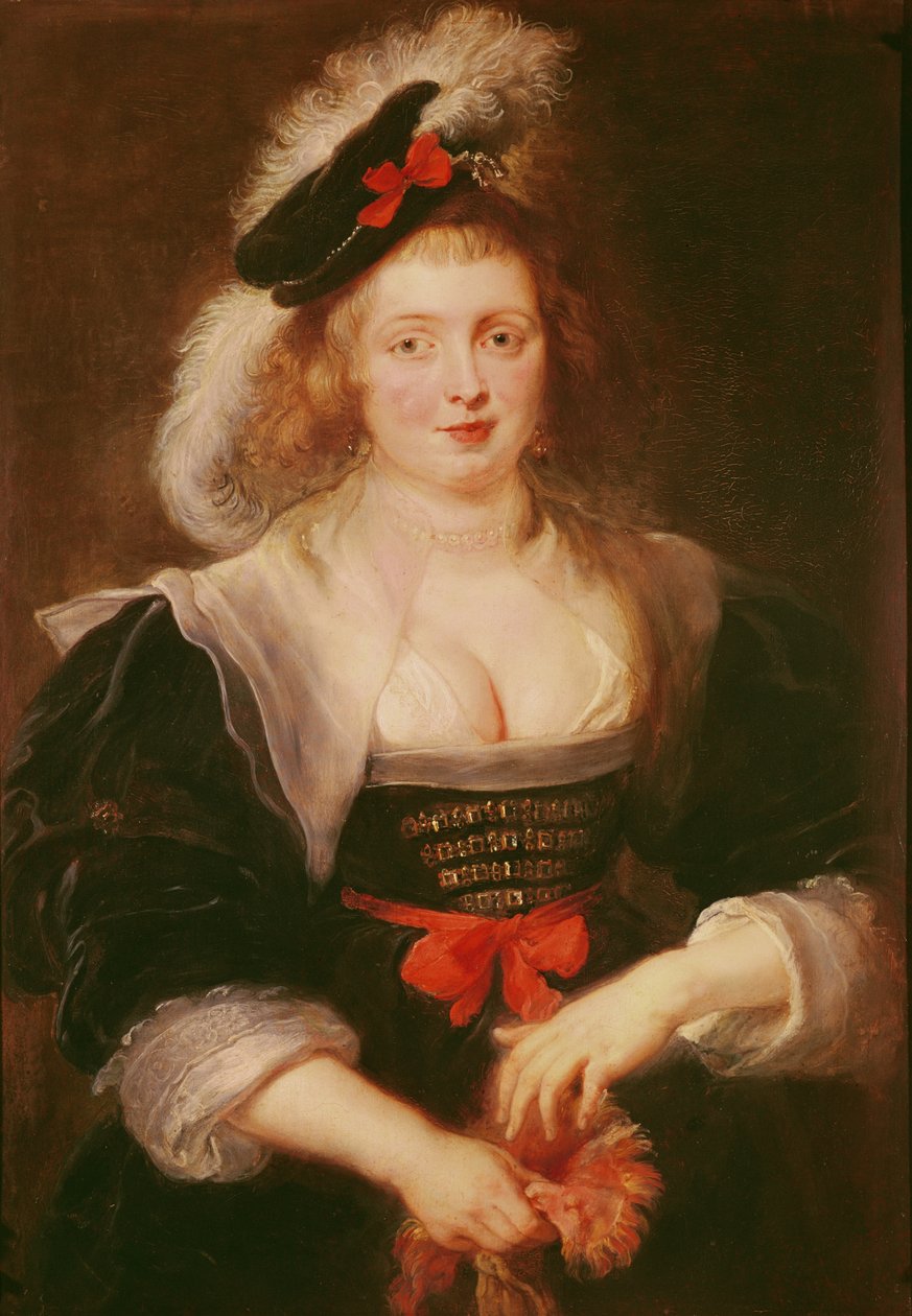 Helene Fourment肖像，戴手套，约1632年（面板上有油） 作者 彼得·保罗·鲁本斯