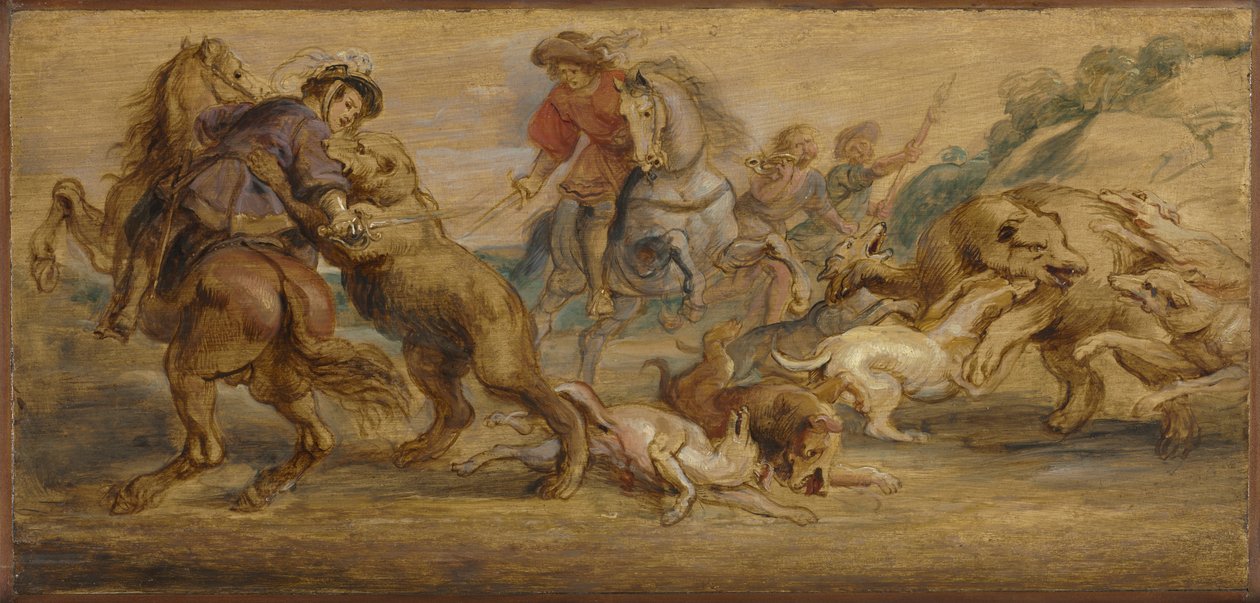 研究“熊狩猎”（马德里阿尔卡萨尔省），约1639年（木头上的油） 作者 彼得·保罗·鲁本斯