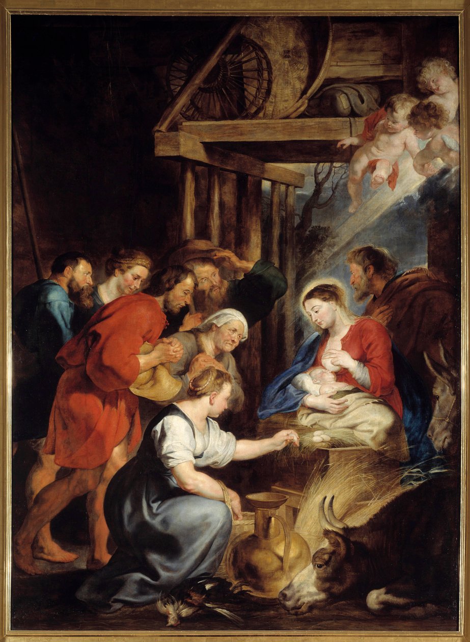 牧羊人的崇拜 画作 Pierre Paul (Pierre-Paul) Rubens (或 Peter Paul 或 Petrus Paulus) (1577-1640) 17 世纪太阳。 3,4x2,48 m Rouen，Musee des Beaux Arts 作者 彼得·保罗·鲁本斯