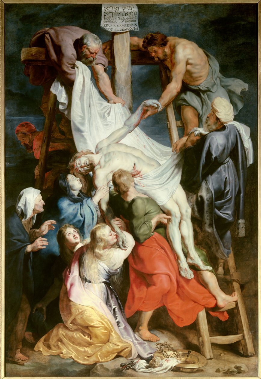 十字架的下降。 皮埃尔·保罗 (Pierre-Paul) Rubens (或 Peter Paul 或 Petrus Paulus) 的绘画 (1577-1640) 作者 彼得·保罗·鲁本斯