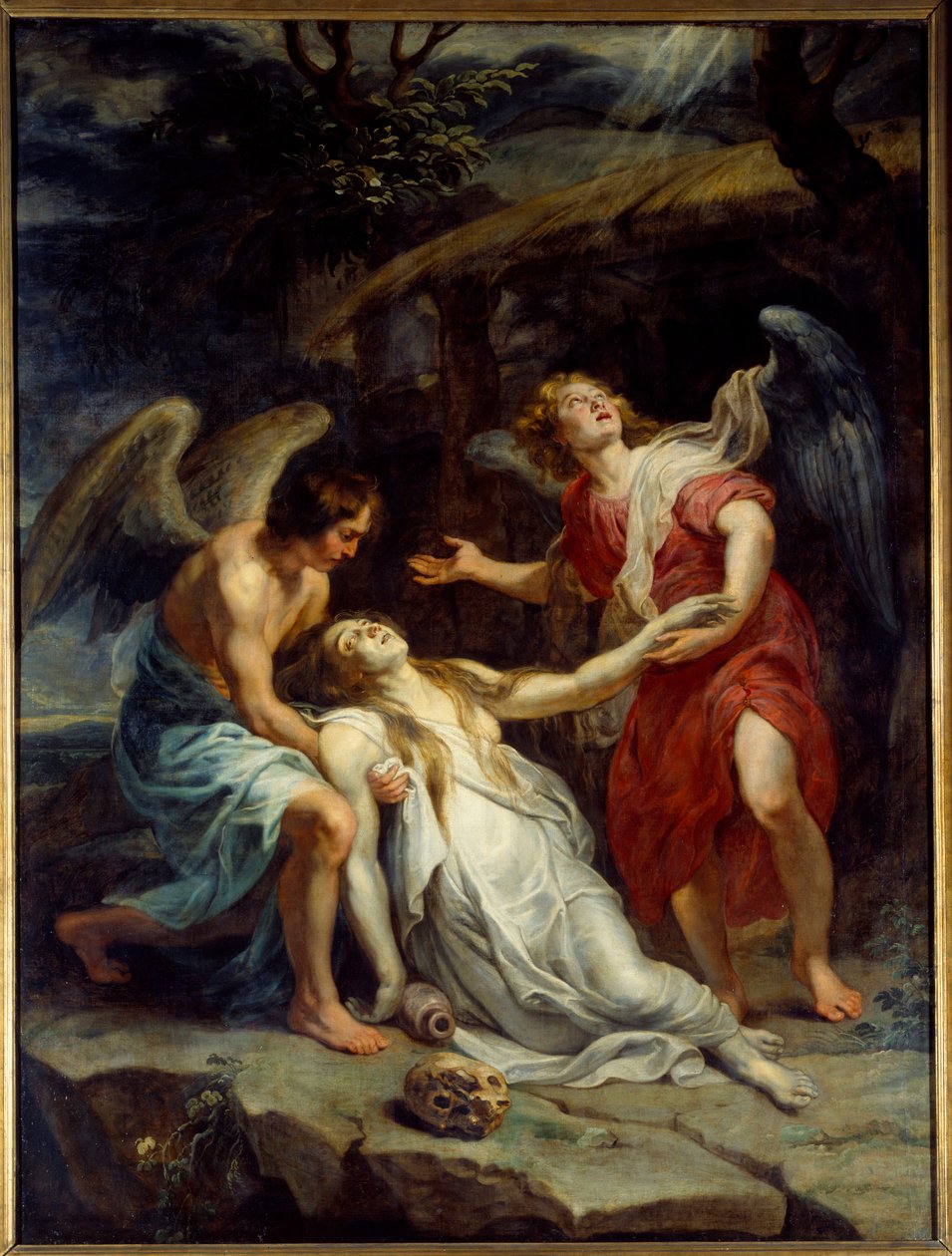 圣玛丽抹大拉的狂喜。 画作 Pierre Paul (Pierre-Paul) Rubens (或 Peter Paul 或 Petrus Paulus) (1577-1640) Ec。 Flam.，大约 1619-1620 年。 布面油画。 暗：2.95 x 2.20m。 里尔，美术博物馆 作者 彼得·保罗·鲁本斯