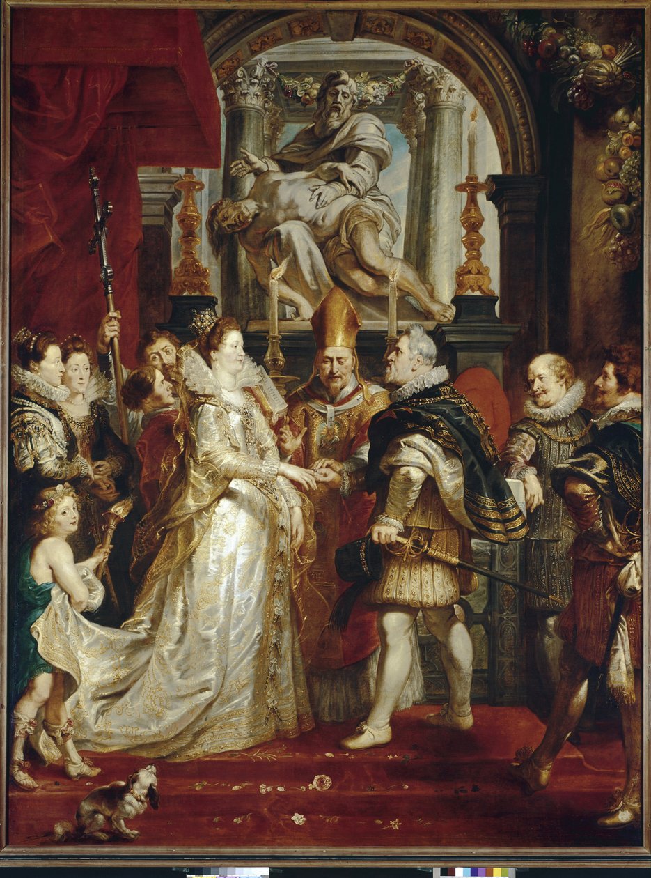 玛丽亚·德·美第奇 (Maria De Medici) 和亨利四世 (Henry IV) 的代理婚姻（布面油画 作者 彼得·保罗·鲁本斯