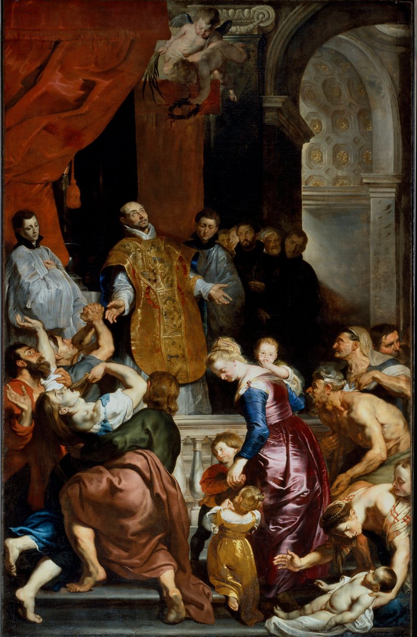 洛约拉的圣伊格内修斯的奇迹。 皮埃尔·保罗 (Pierre-Paul) Rubens (或 Peter Paul 或 Petrus Paulus) 的绘画 (1577-1640) 作者 彼得·保罗·鲁本斯