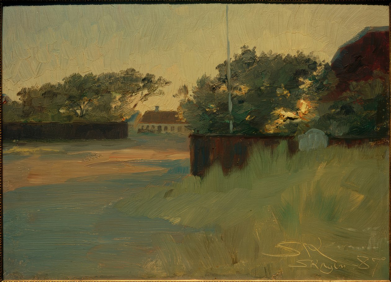 布罗德纳姆花园的景色。日落 作者 Peder Severin Krøyer