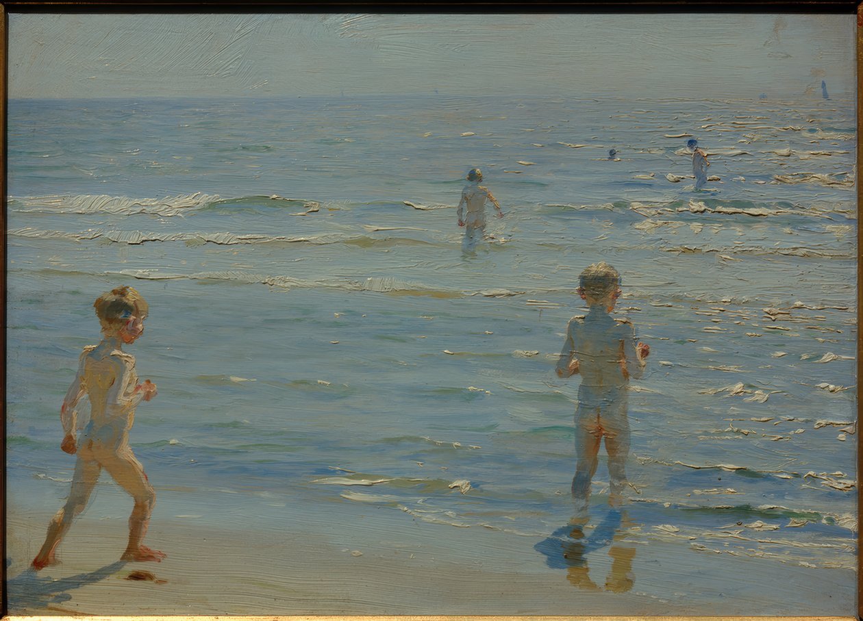 泳客男孩。阳光。斯卡恩 作者 Peder Severin Krøyer