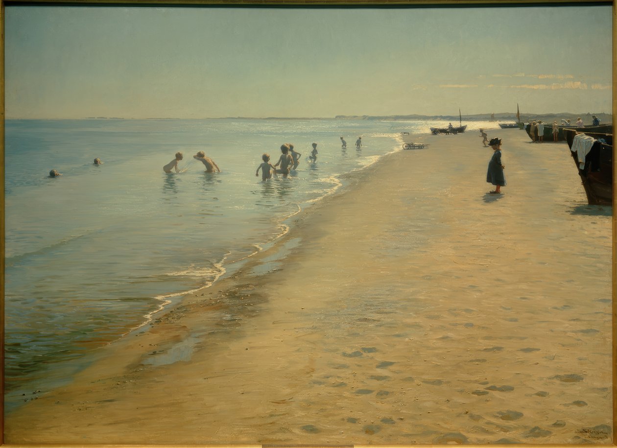 斯卡恩南海滩的夏日 作者 Peder Severin Krøyer