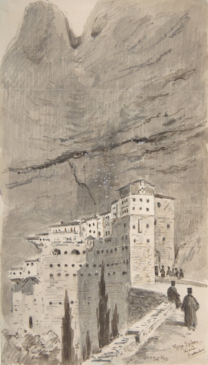 希腊Mega Spileon的修道院，1896年。 作者 彼得·托夫特
