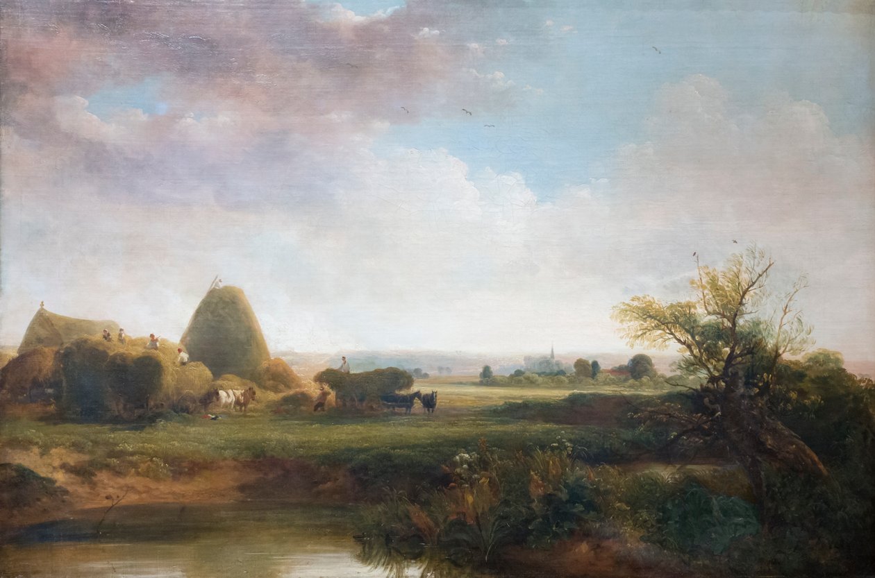 收割干草，约 1815-30（布面油画） 作者 彼得·德温特