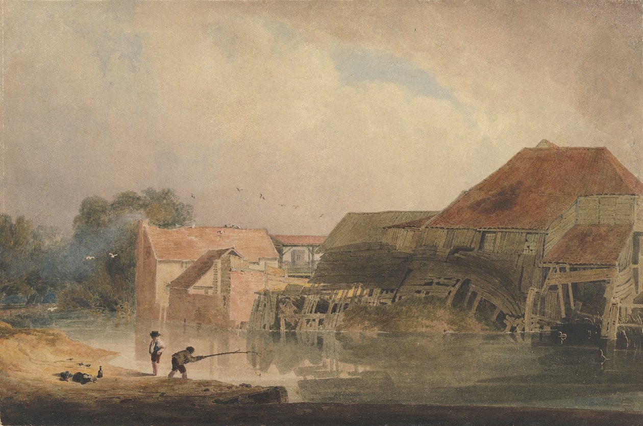 河边的场景 老磨坊，1805-10 . 作者 彼得·德温特