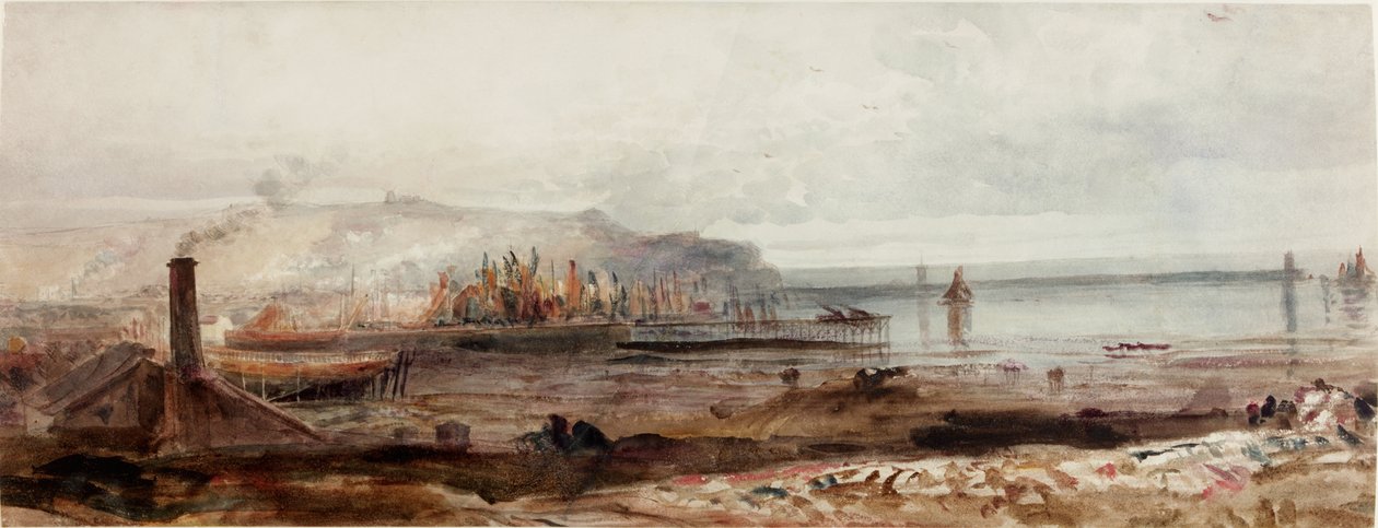 海港风光，约 1830-1840 年（水彩画） 作者 彼得·德温特