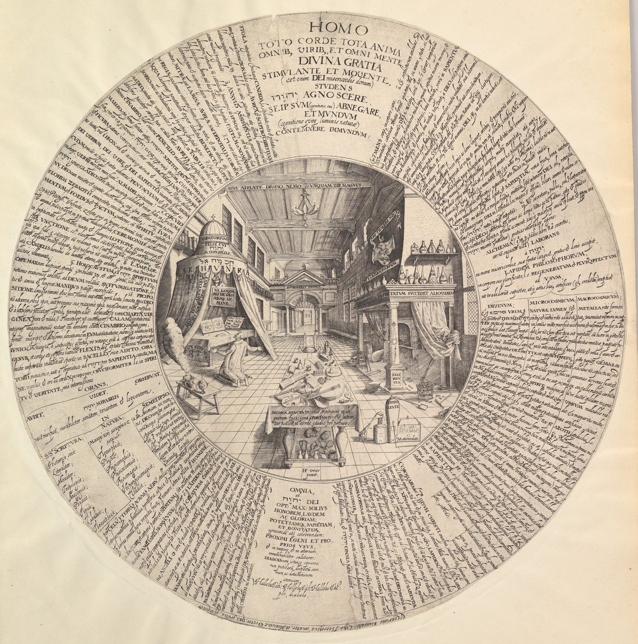 炼金术士的实验室来自Heinrich Khunrath, Amphiteatrum sapientiae aeternae.n.d。 作者 彼得·范德·多尔特