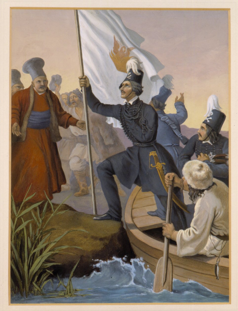 亚历山德罗斯·伊普斯兰蒂斯（Alexandros Ypsilantis）穿越普罗托索斯河，1821年2月 作者 彼得·冯·赫斯