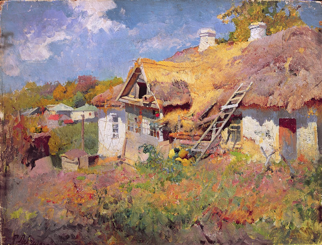 乌克兰小屋，1906年（纸板上的油） 作者 彼得·列夫琴科（Petr Levchenko）
