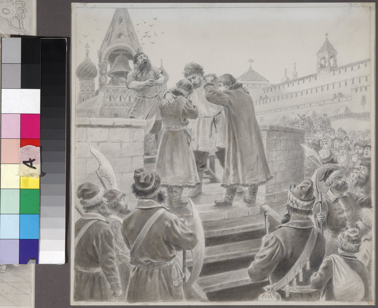 M. Lermontov par Korovin, Pyotr Ivanovich (1857-1919) 的诗歌《商人卡拉什尼科夫之歌》插图 - 纸上铅笔 - 国家莱蒙托夫博物馆塔尔哈尼 作者 彼得·科罗文（Petr Korovin）