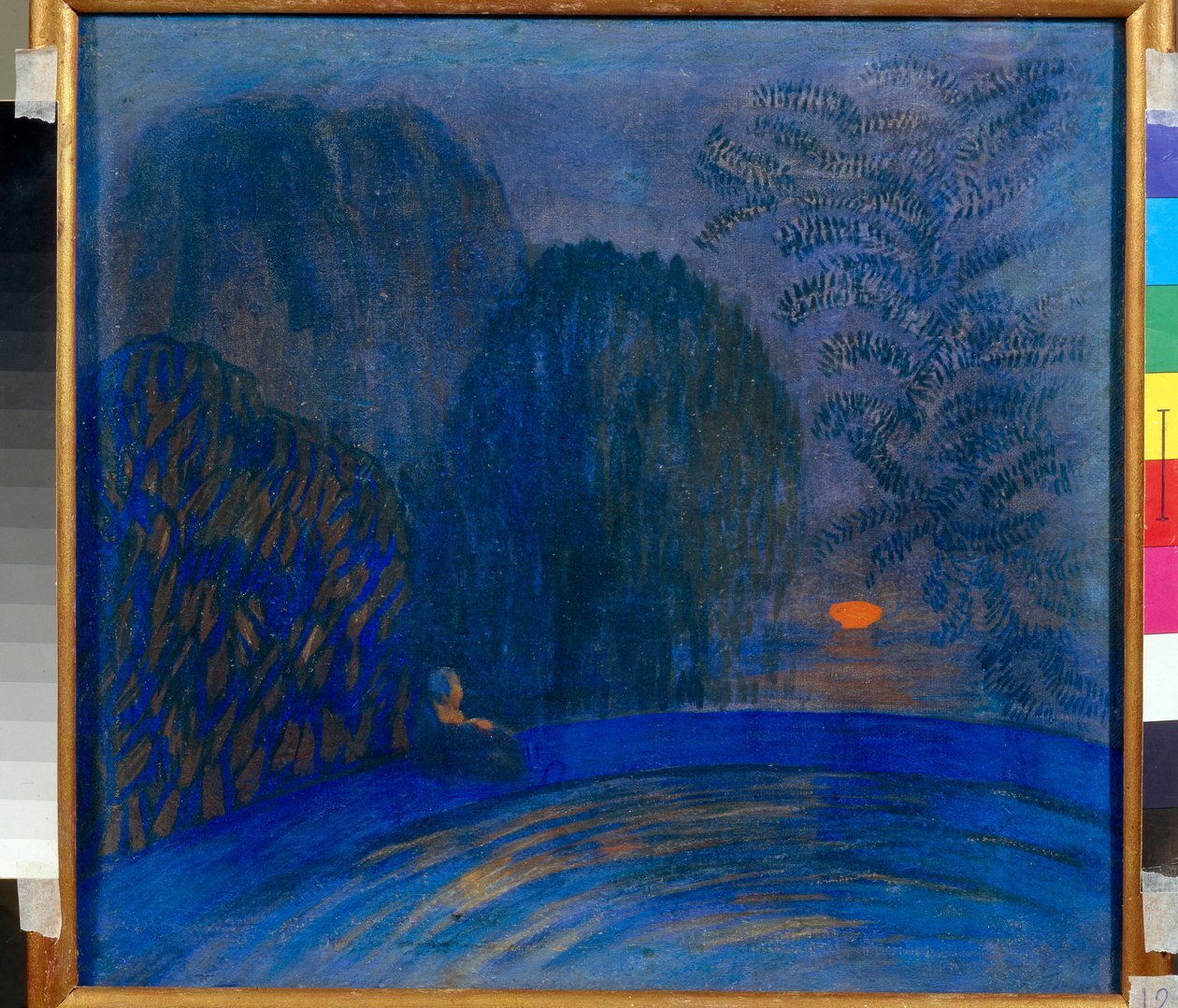 "月亮图案" 月亮风景画 皮奥特-萨维奇-乌特金（1877-1934） 1906年 昏暗 46x44厘米 布面淡彩画 私人收藏 作者 彼得·萨维克·乌特金
