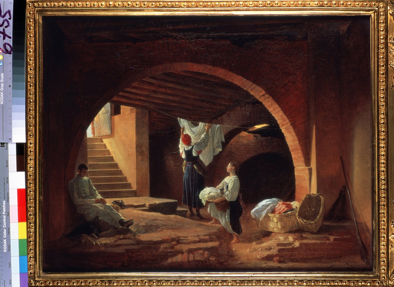 圣彼得堡美术学院的阁楼。Pyotr Vasilyevich Basin（1793-1877 年）的作品。布面油画，63.5 x 80.2 厘米，约创作于 1831 年。19 世纪俄罗斯艺术。国立特列季亚科夫美术馆 作者 彼得·瓦西里耶维奇盆地