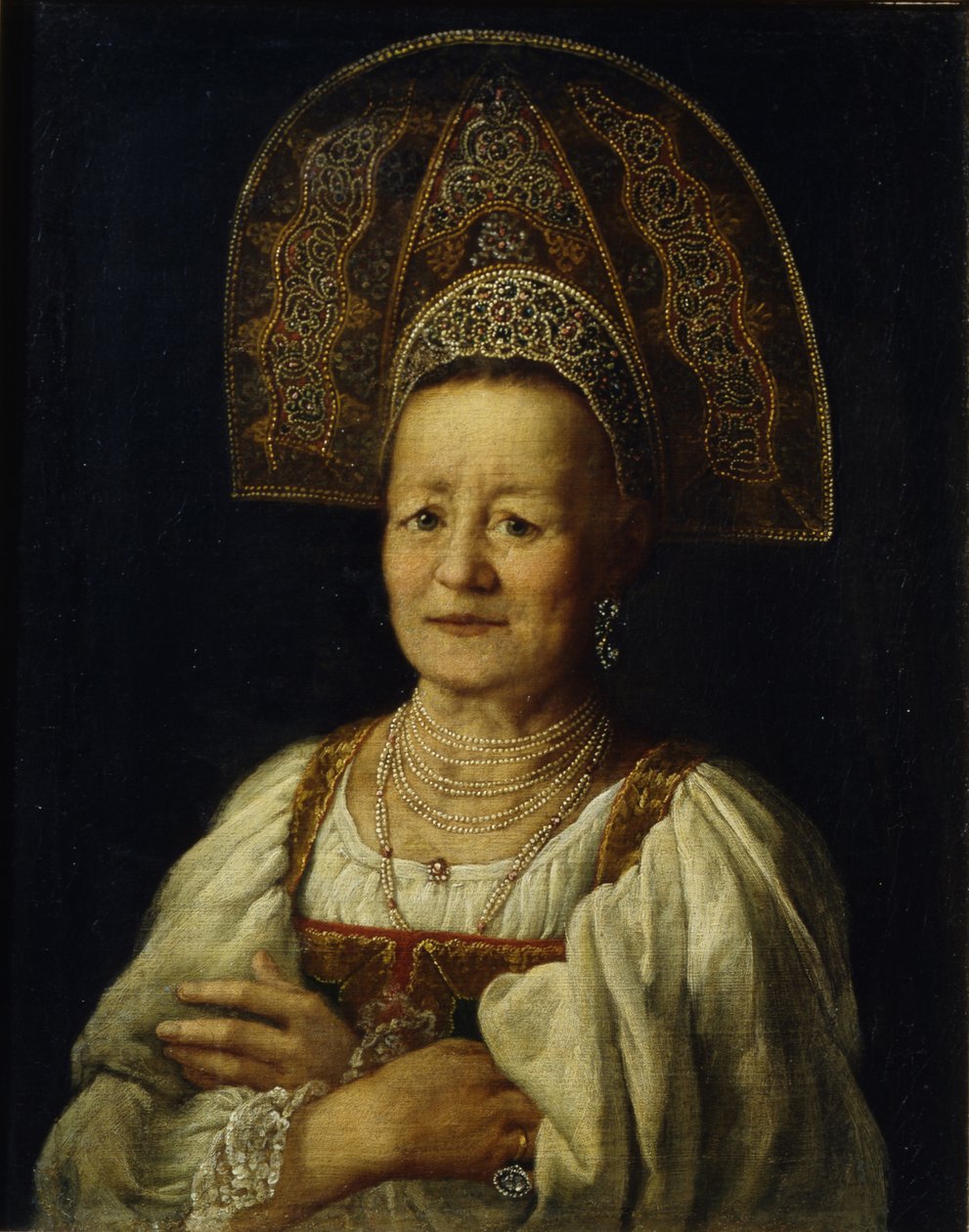 科科什尼克的女商人画像，1796年 作者 彼得罗·谢苗诺维奇·德罗日金