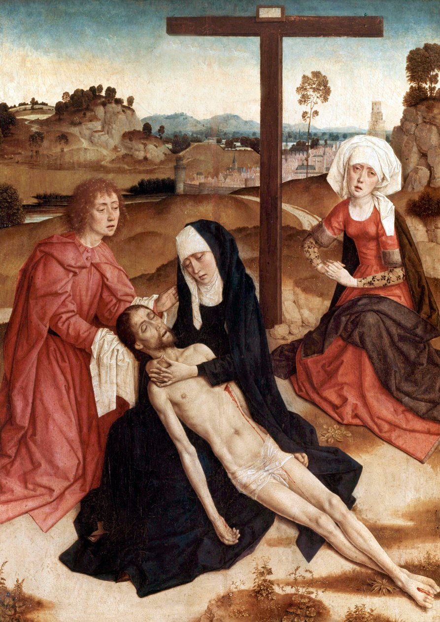 《哀悼死去的基督》，c.1444（面板油画） 作者 彼得基督