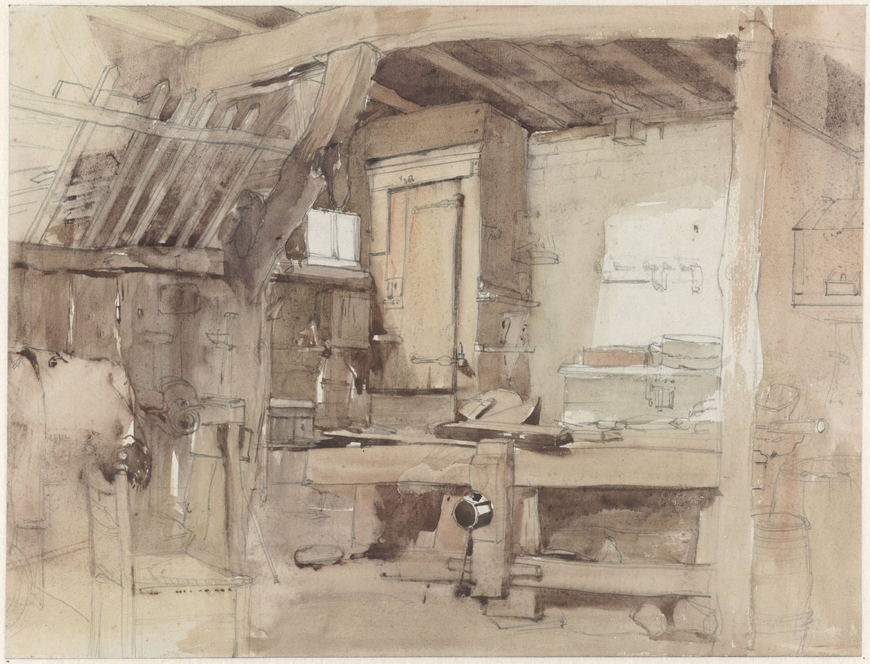 奥斯特贝克 (Oosterbeek) 克林格尔贝克 (Klingelbeek) 住宅木匠工作室的一角 作者 彼得·弗朗西斯·格雷夫
