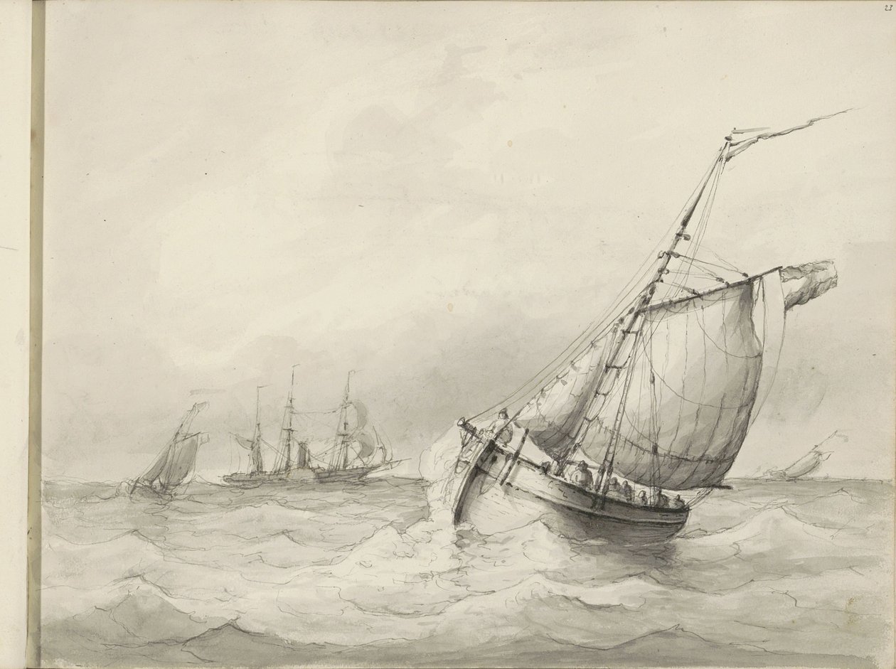 海上帆船 作者 Petrus Johannes Schotel (圈子)