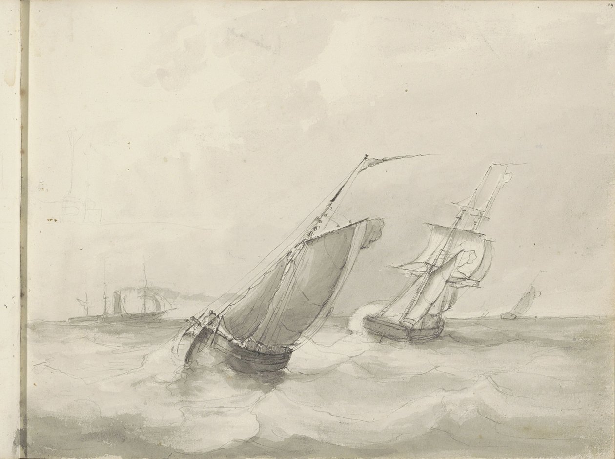 海上帆船 作者 Petrus Johannes Schotel (圈子)