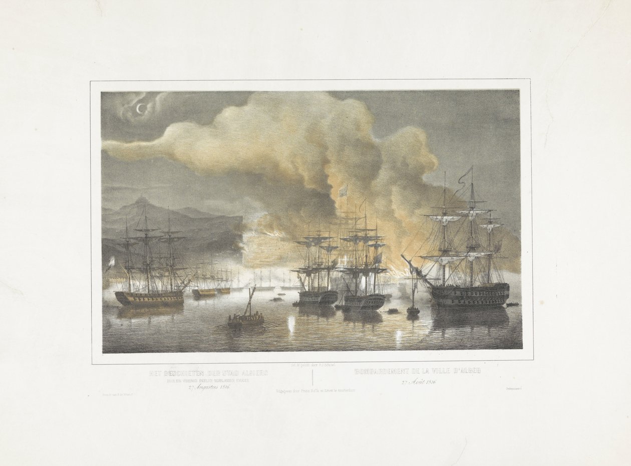 轰炸阿尔及尔，1816 年
1816 年 8 月 27 日英荷联合舰队对阿尔及尔城的炮击/Bombardement de la ville d