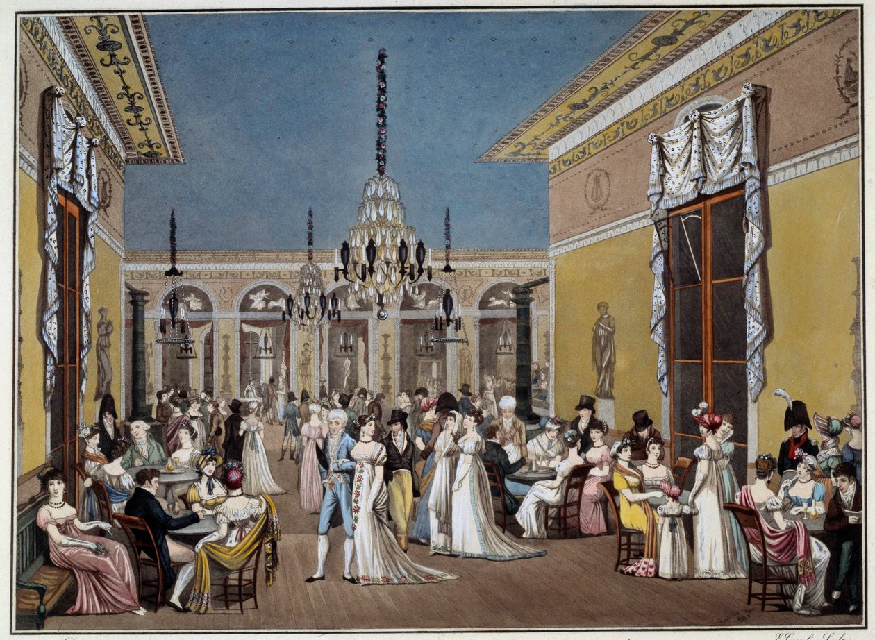 The Grand Salon of Cafe Frascati. Lithograph by Philibert-Louis Debucourt (1755-1832) 作者 菲利伯·路易斯·德布科特