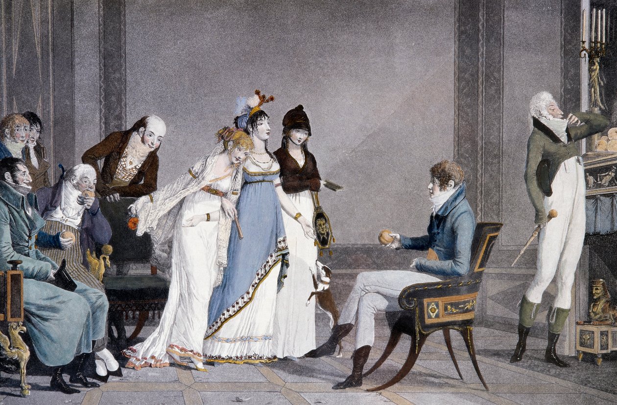 奥兰治》，路易-菲利贝尔-德布库尔（1755-1832）的作品，水彩画，有伊特鲁里亚风格的家具场景，法国 作者 菲利伯·路易斯·德布科特