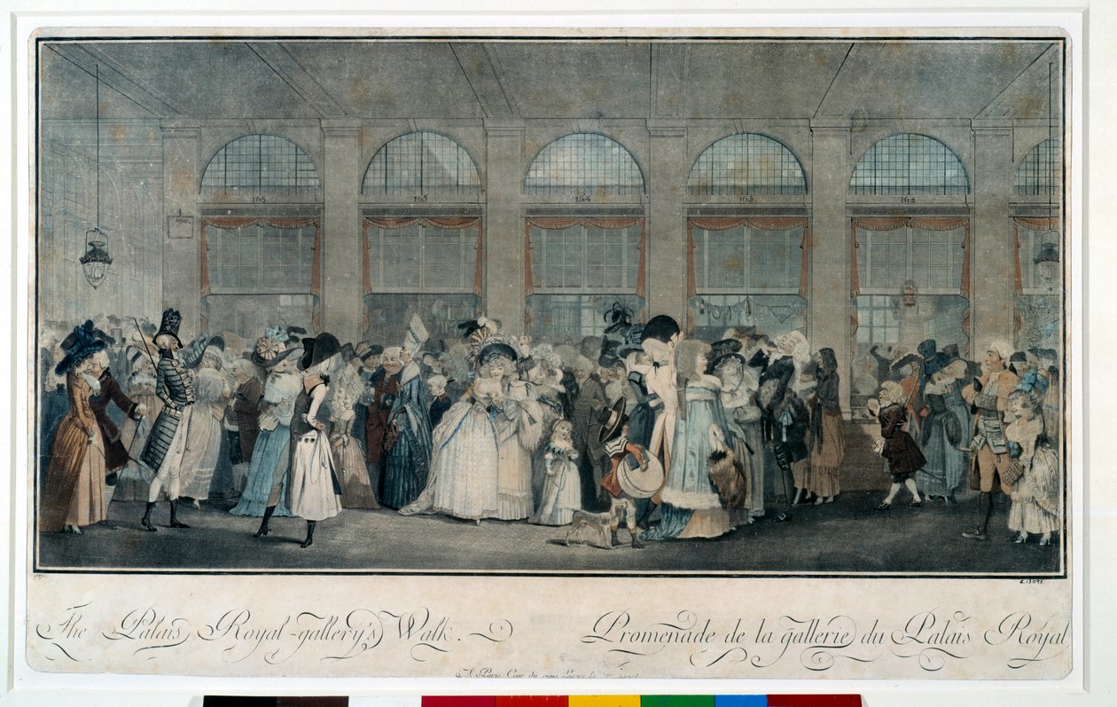 1787年，走过王宫的长廊。Louis Philibert Debucourt (1755 - 1832)的雕刻作品 作者 菲利伯·路易斯·德布科特