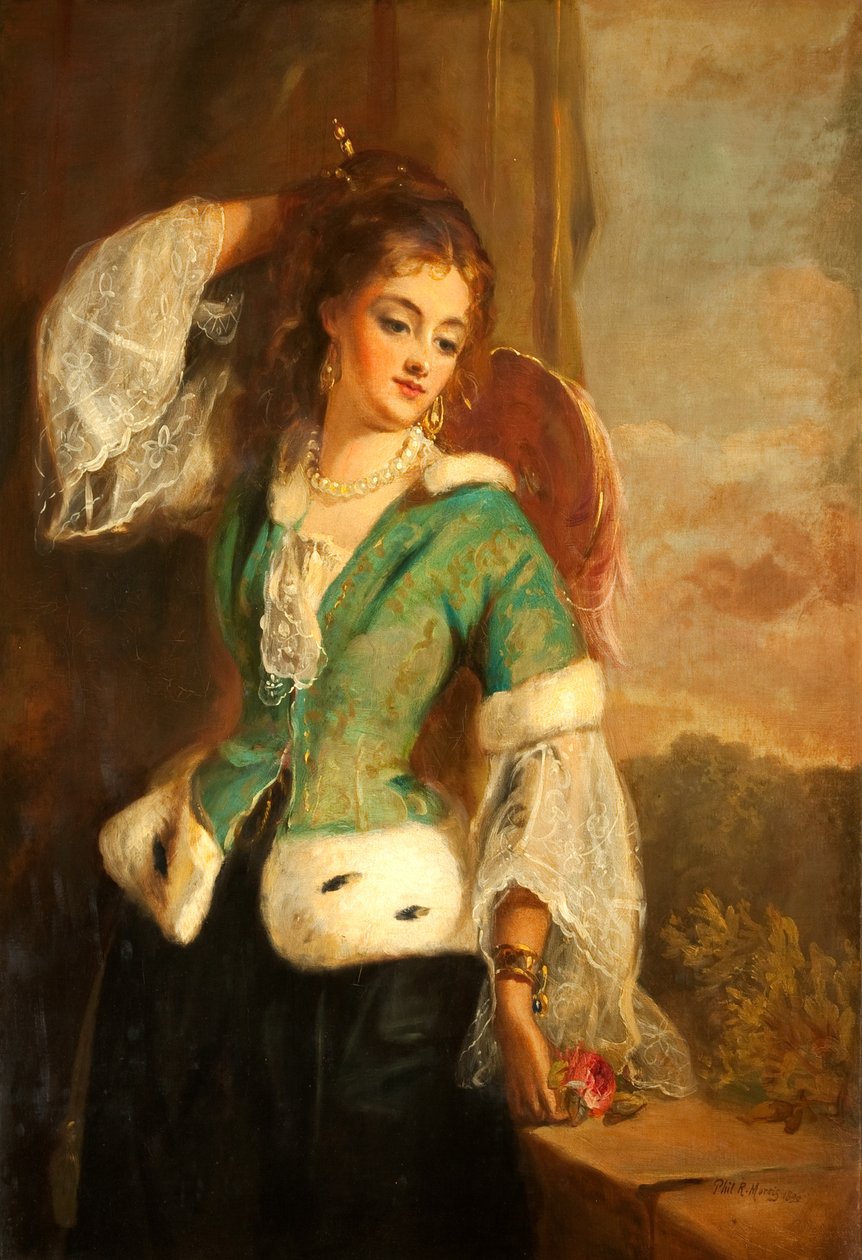 一件高跟鞋的夫人的画象，1890年 作者 菲利普·理查德·莫里斯