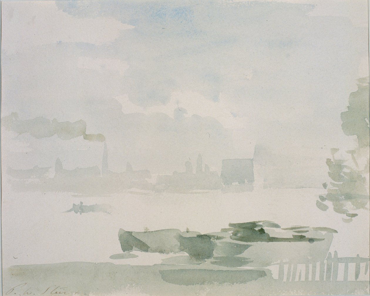 Chelsea Reach（纸上签名，粘贴在卡片上） 作者 菲利普·威尔逊·斯蒂尔
