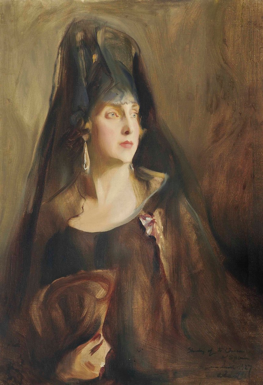 1887-1969年，西班牙，维多利亚女王欧仁妮（Queen Victoria Eugenie），1927年。 作者 菲利普·德拉兹洛