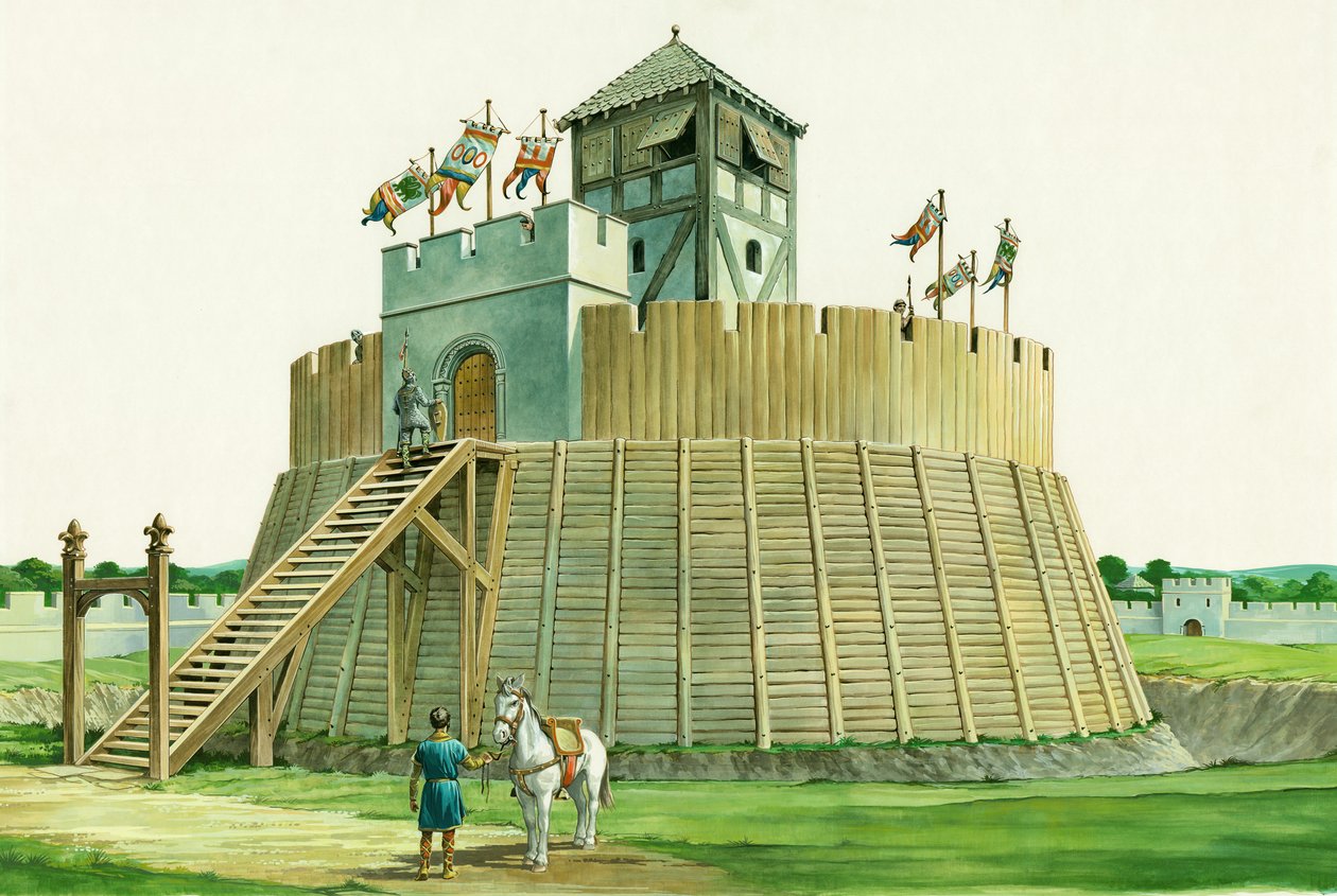 西萨塞克斯郡布兰博城堡的诺曼底瞭望塔，c1995-c2009 作者 菲利普·科克