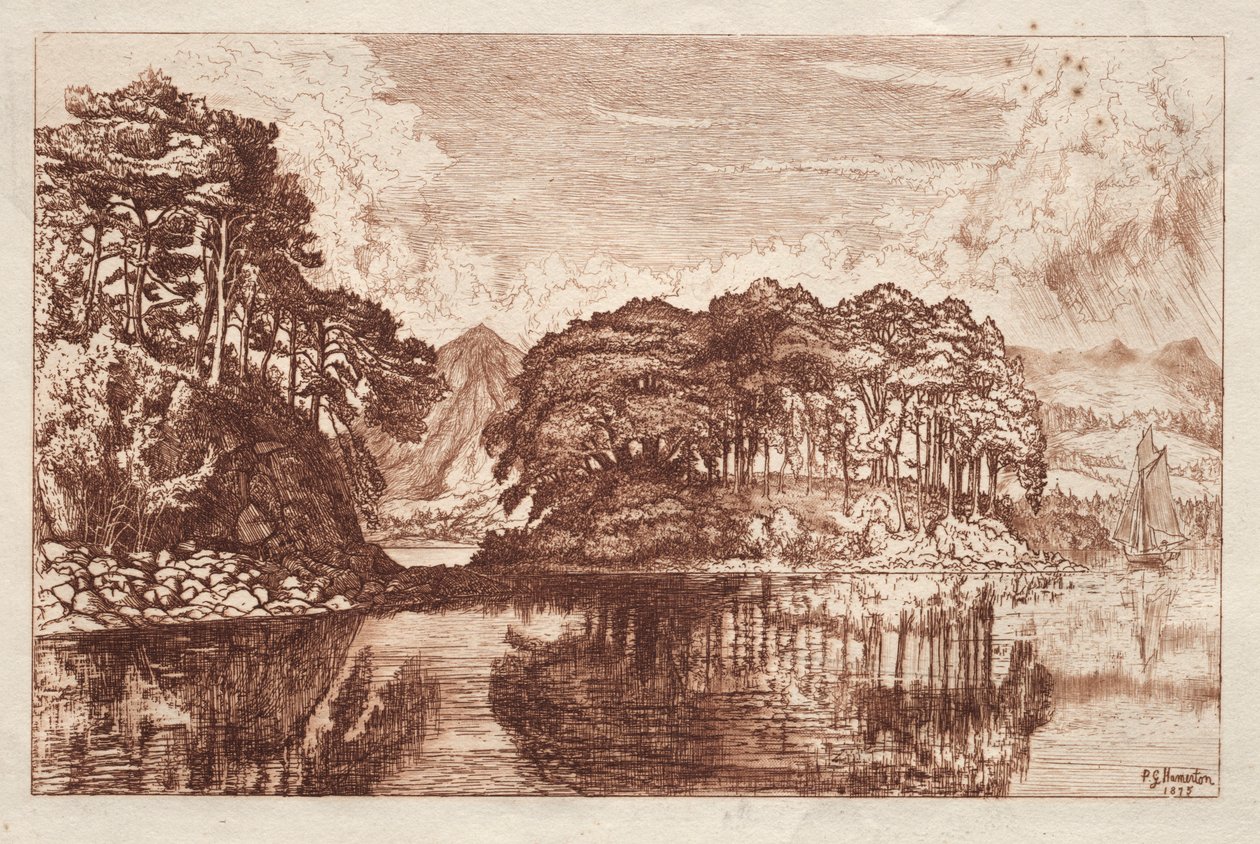 湖，1875年。 作者 菲利普·吉尔伯特·哈默顿