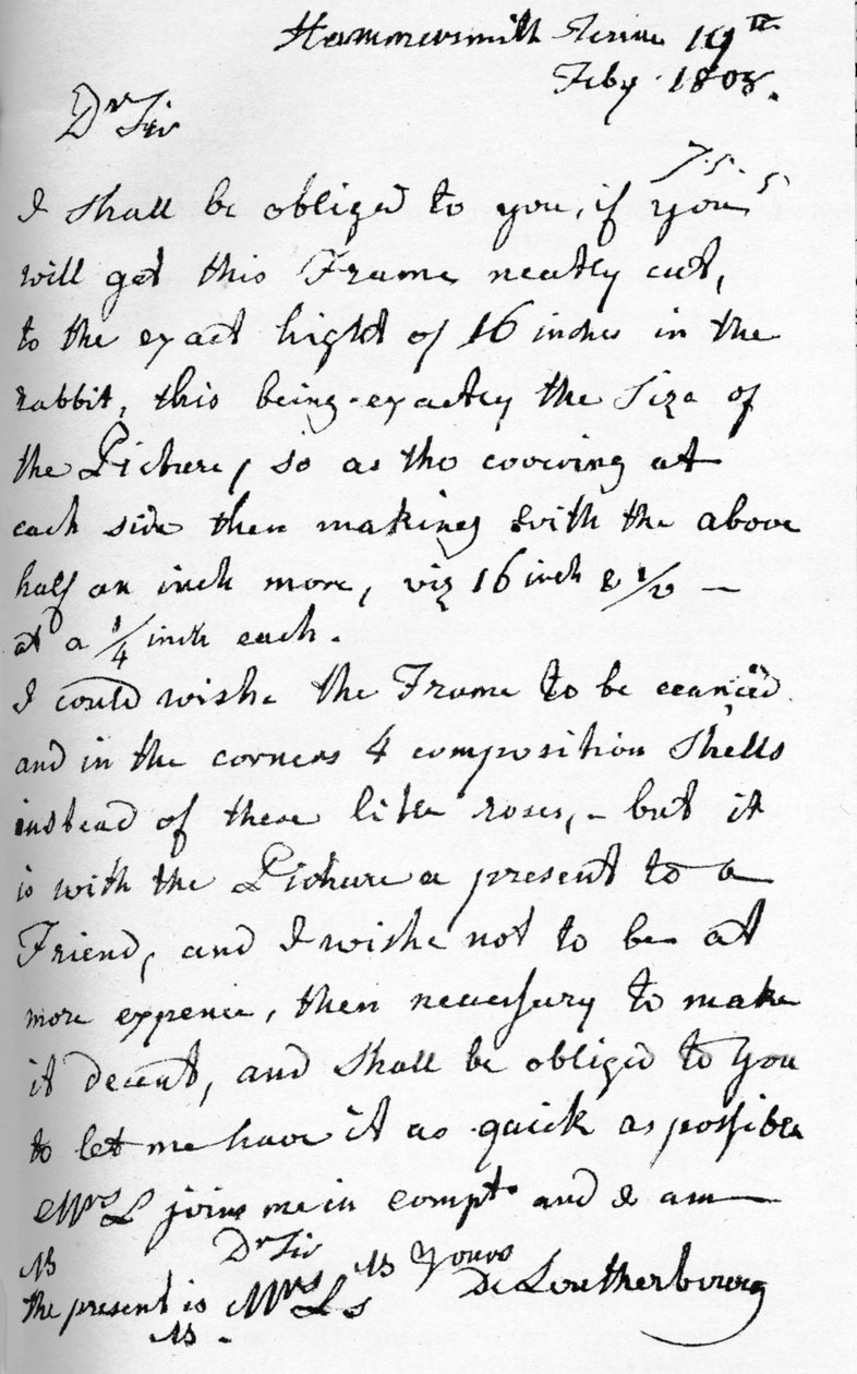 Philip James de Loutherbourg的信，1808年7月19日，1904年 作者 菲利普·詹姆斯·德·路德堡
