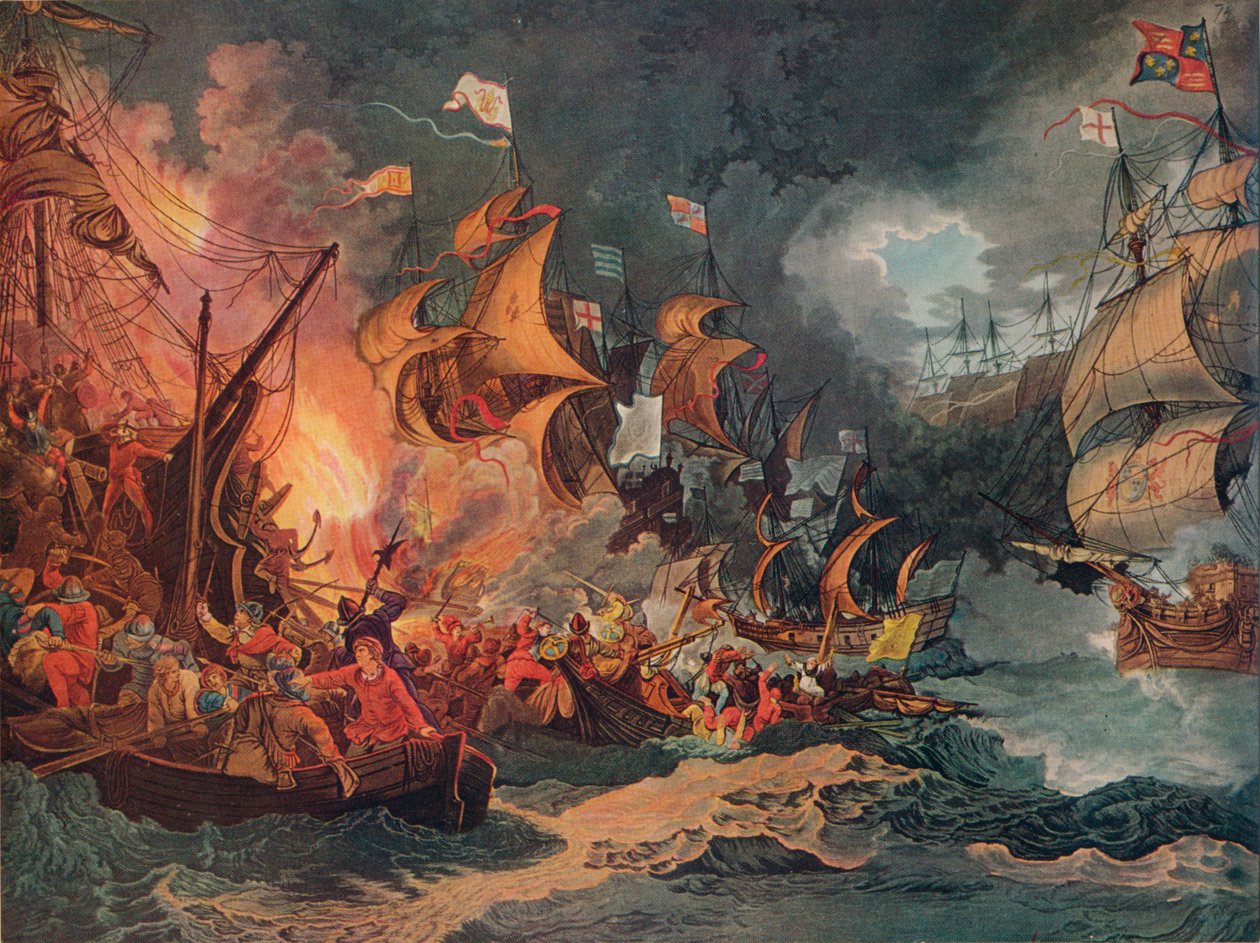 击败西班牙舰队，c1797 作者 菲利普·詹姆斯·德·路德堡
