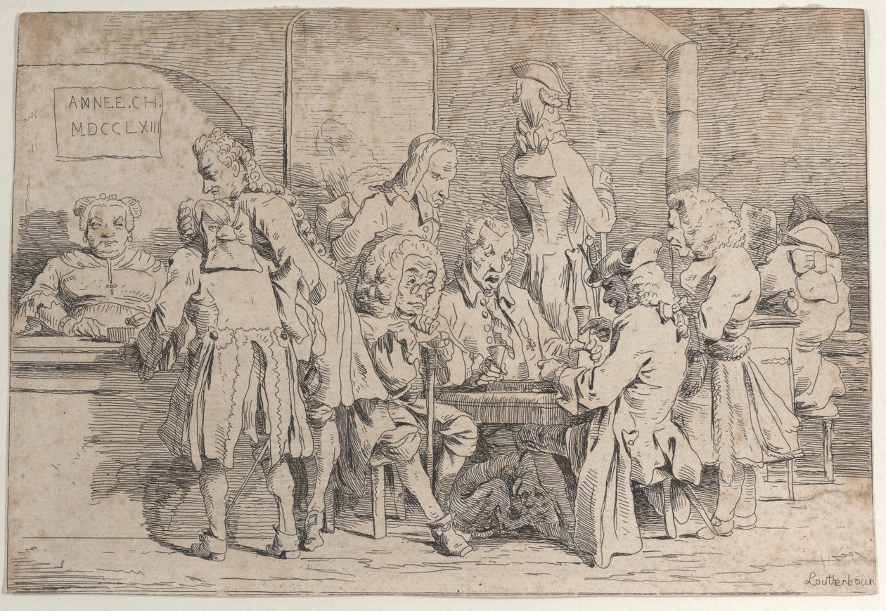 玩Tric Trac, 1763., 1763. 作者 菲利普·詹姆斯·德·路德堡