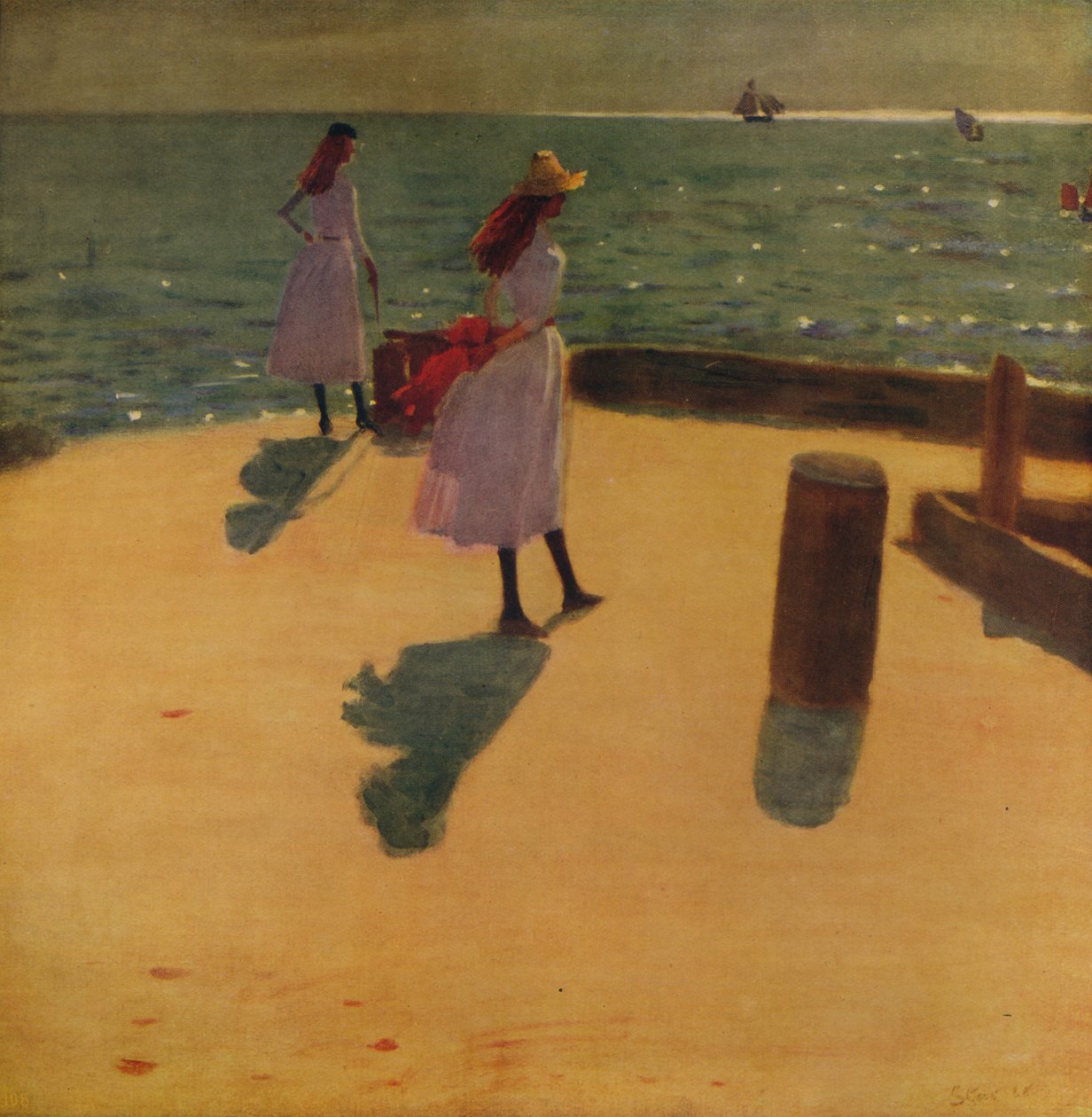 在Walberswick码头，c1887，c1915 作者 菲利普·威尔逊·斯蒂尔