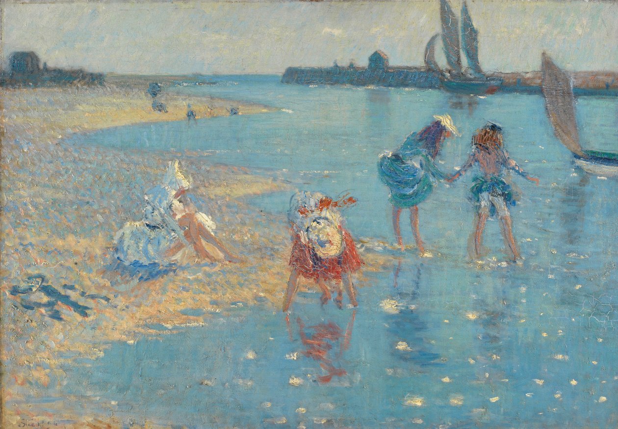 Walberswick，儿童戏，1891年 作者 菲利普·威尔逊·斯蒂尔
